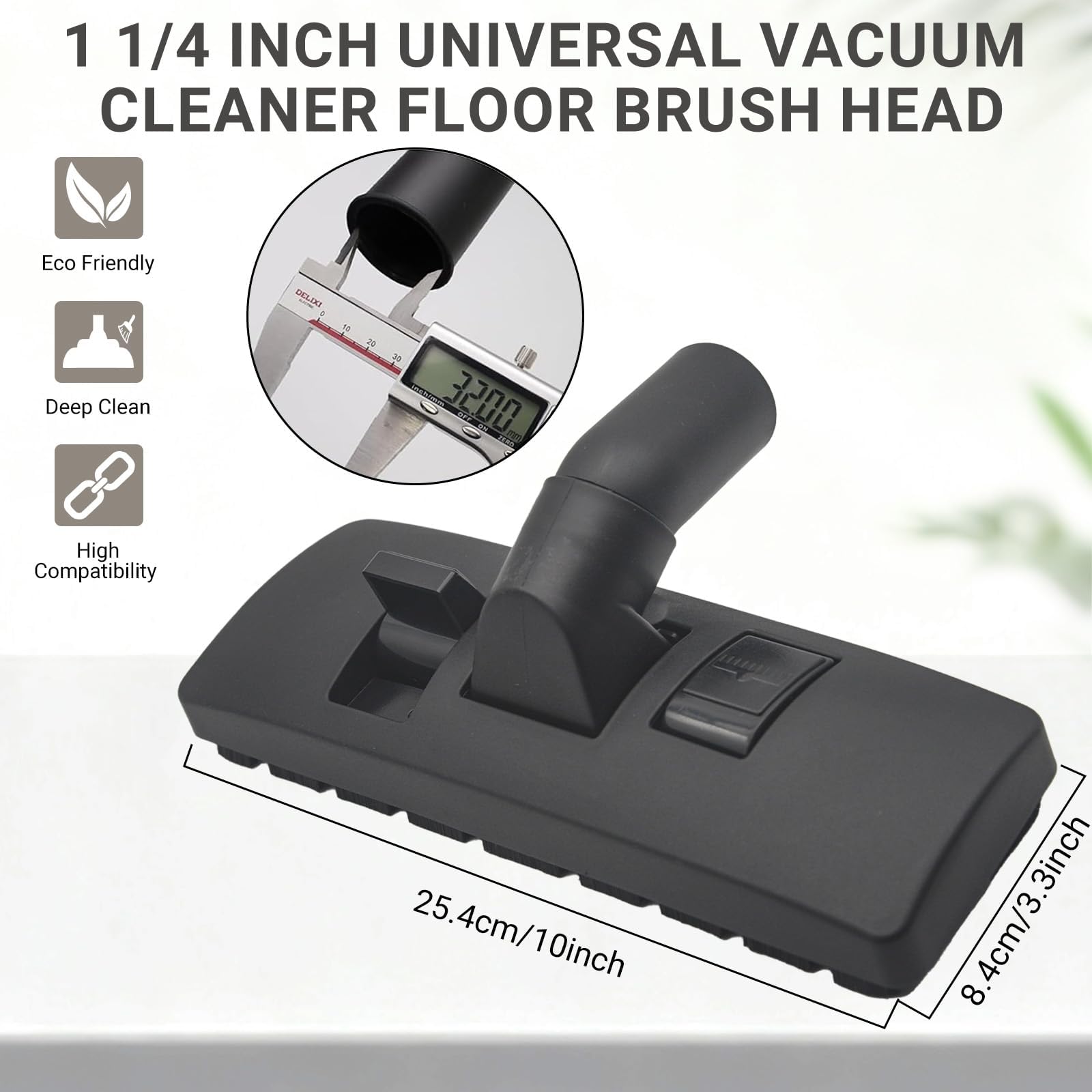 EZ SPARES 1 1/4 inch 32mm Universal Vacuum Cleaner Euro Floor Brush Head Brush Attachment for Floor and Carpet Combo Tool (Black)