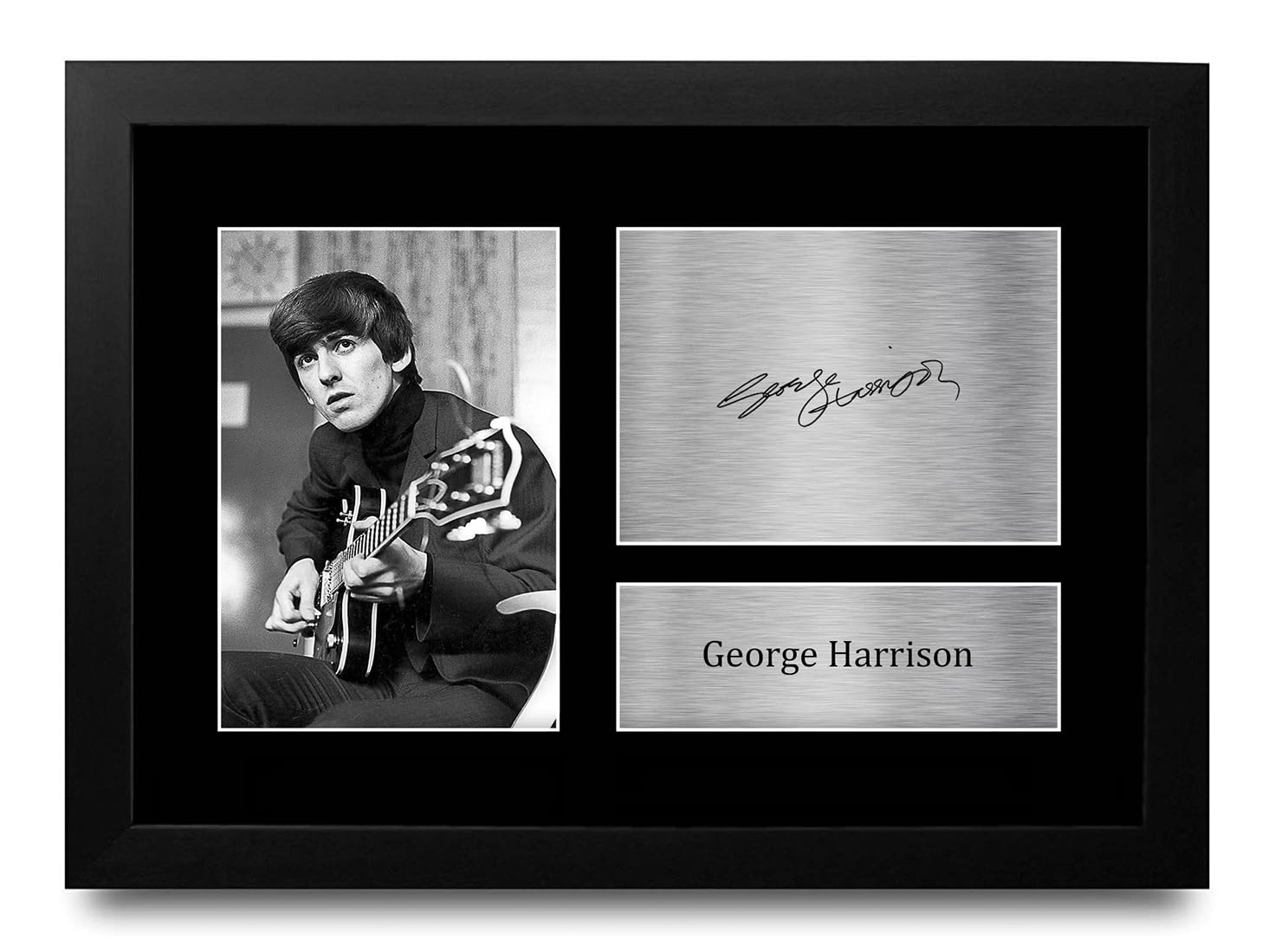 HWC Trading FR A4 George Harrison The Beatles Gifts Printed Signed Autograph Picture for Music Memorabilia Fans - A4 Framed