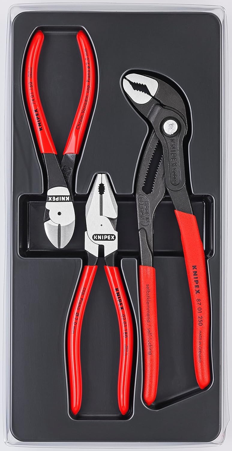 KNIPEX Kraft-Paket 1x 02 01 180, 1x 87 01 250, 1x 74 01 160, 00 20 10