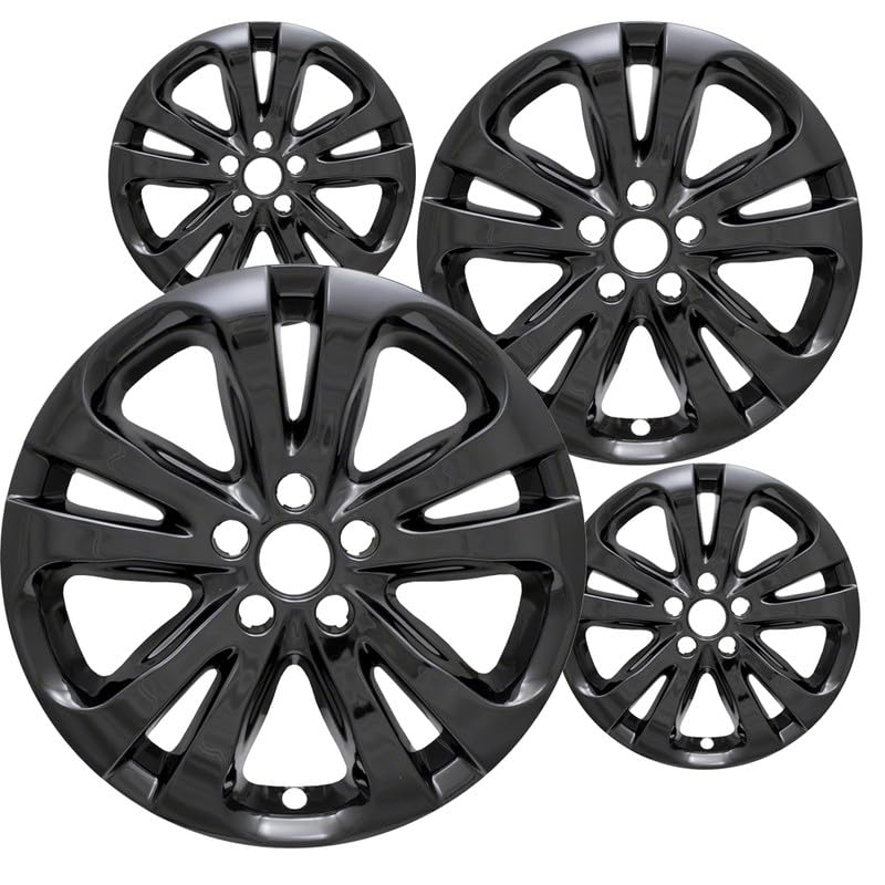 Fuel Rider Set of Four (4) 17 inch Gloss Black ABS Wheel Skins Impostors Wheel Covers Compatible with 2015-2017 Chrysler 200 Limited Wheels - Auto