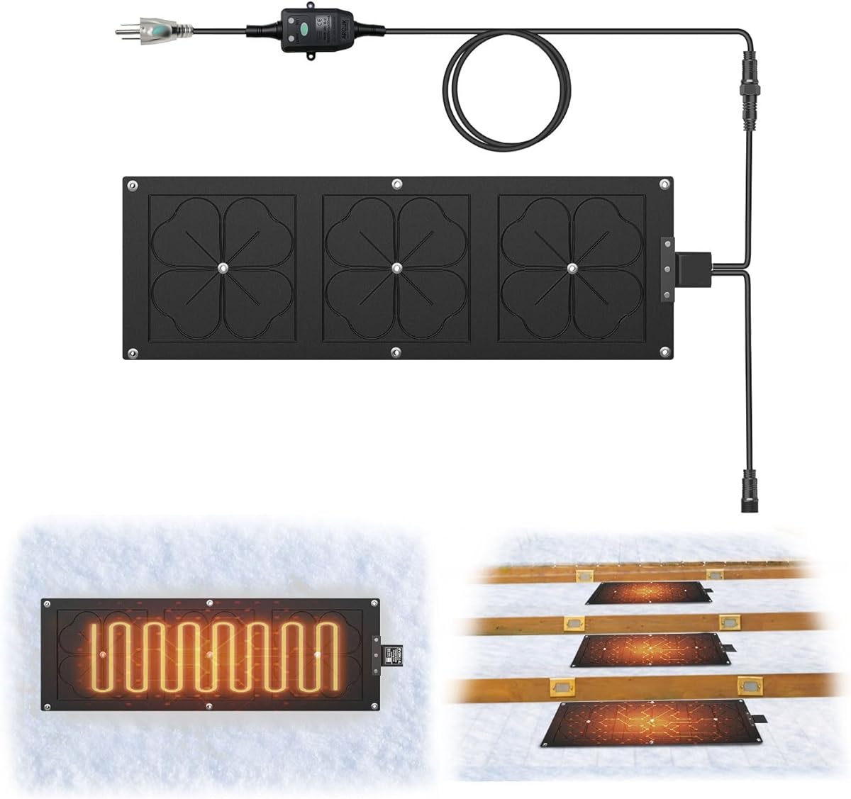 10 x 30in Heated Outdoor Mats,Snow Melting Mats,Heated Walkway Mats for Winter,Heated Sidewalk Mats,Electric Snow Melting Mats for Decks(1pcs)