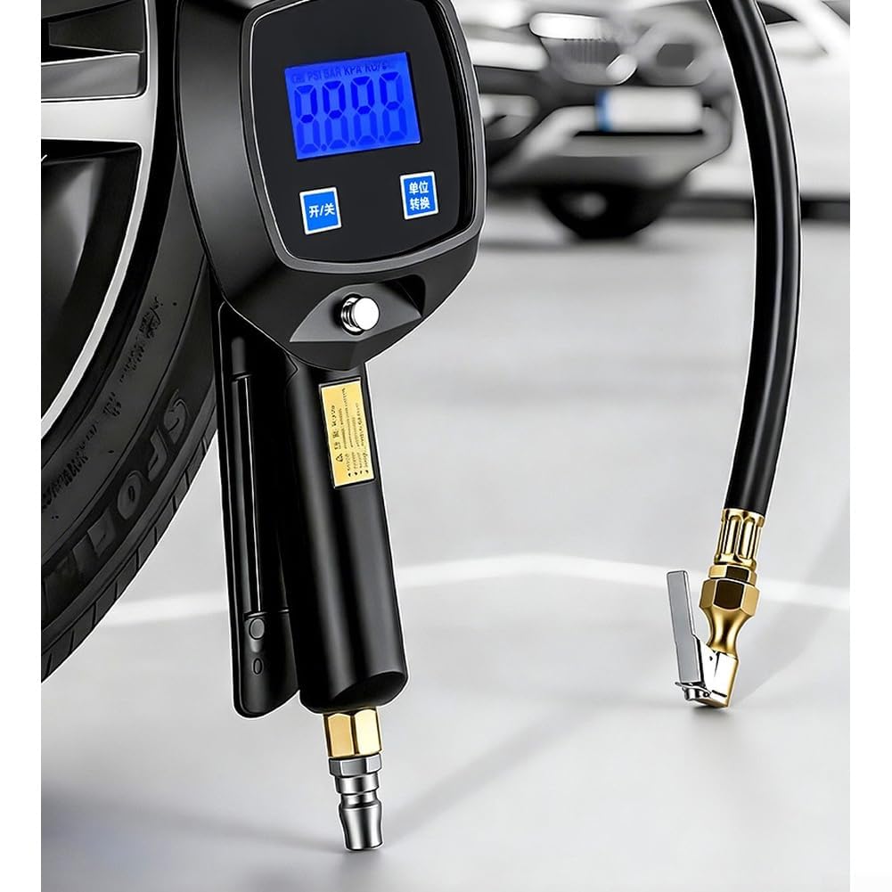 Jauge de pression des pneus numérique avec écran LCD rétroéclairé pour voitures, camions, vélos, noir (F)