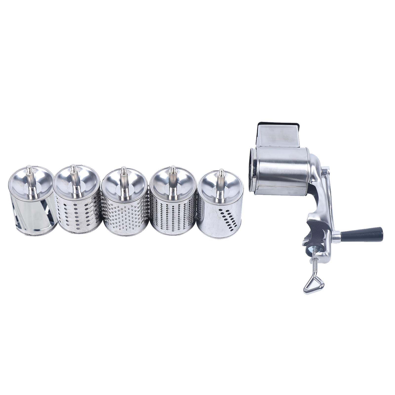 Grattugia rotante in acciaio inox, affettatrice manuale con 5 lame a tamburo, per verdure, frutta, formaggio, noci
