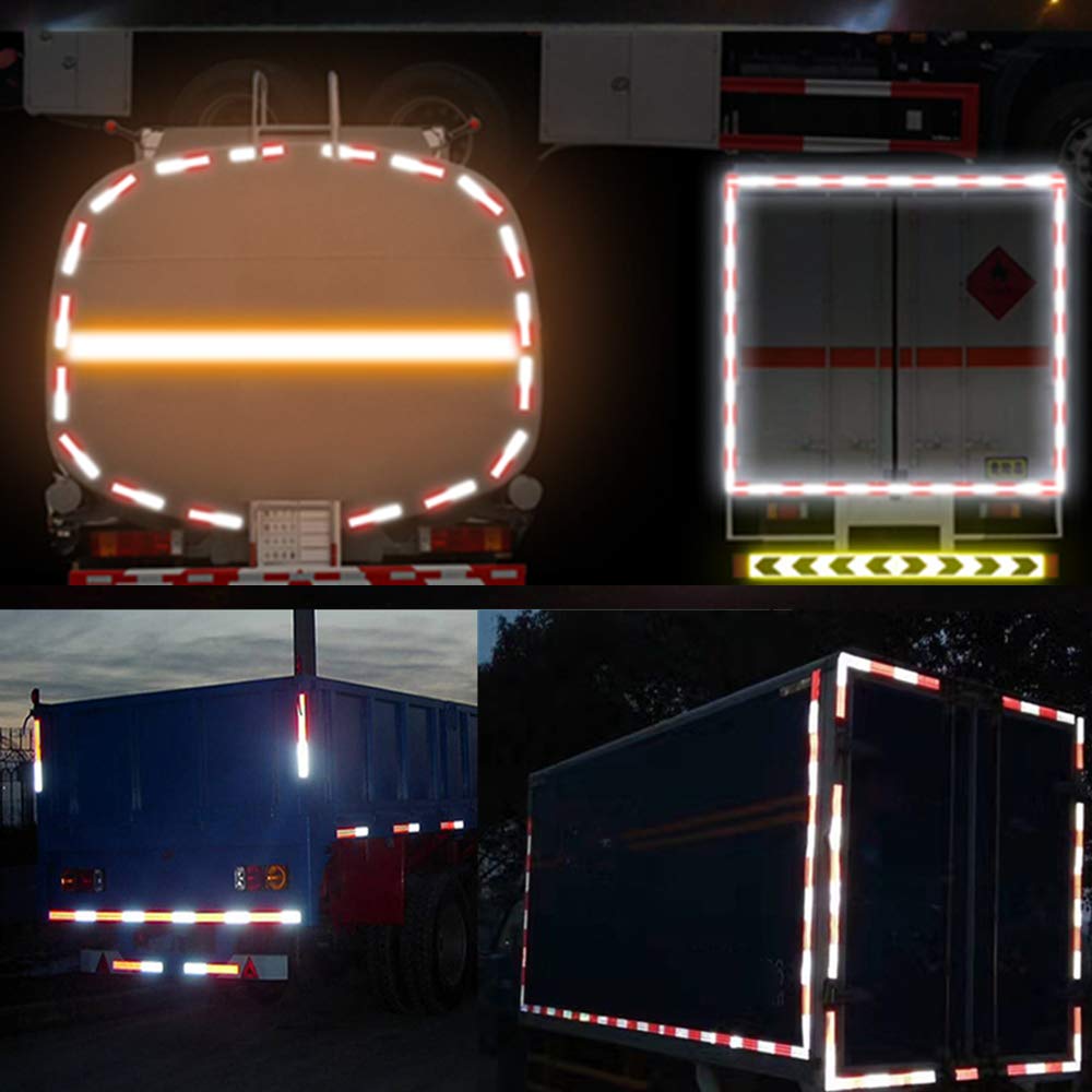 Cinta de seguridad reflectante DOT-C2 de 1 pulgada x 30 pies, impermeable, cinta adhesiva roja y blanca para remolques, exteriores, coches, camiones