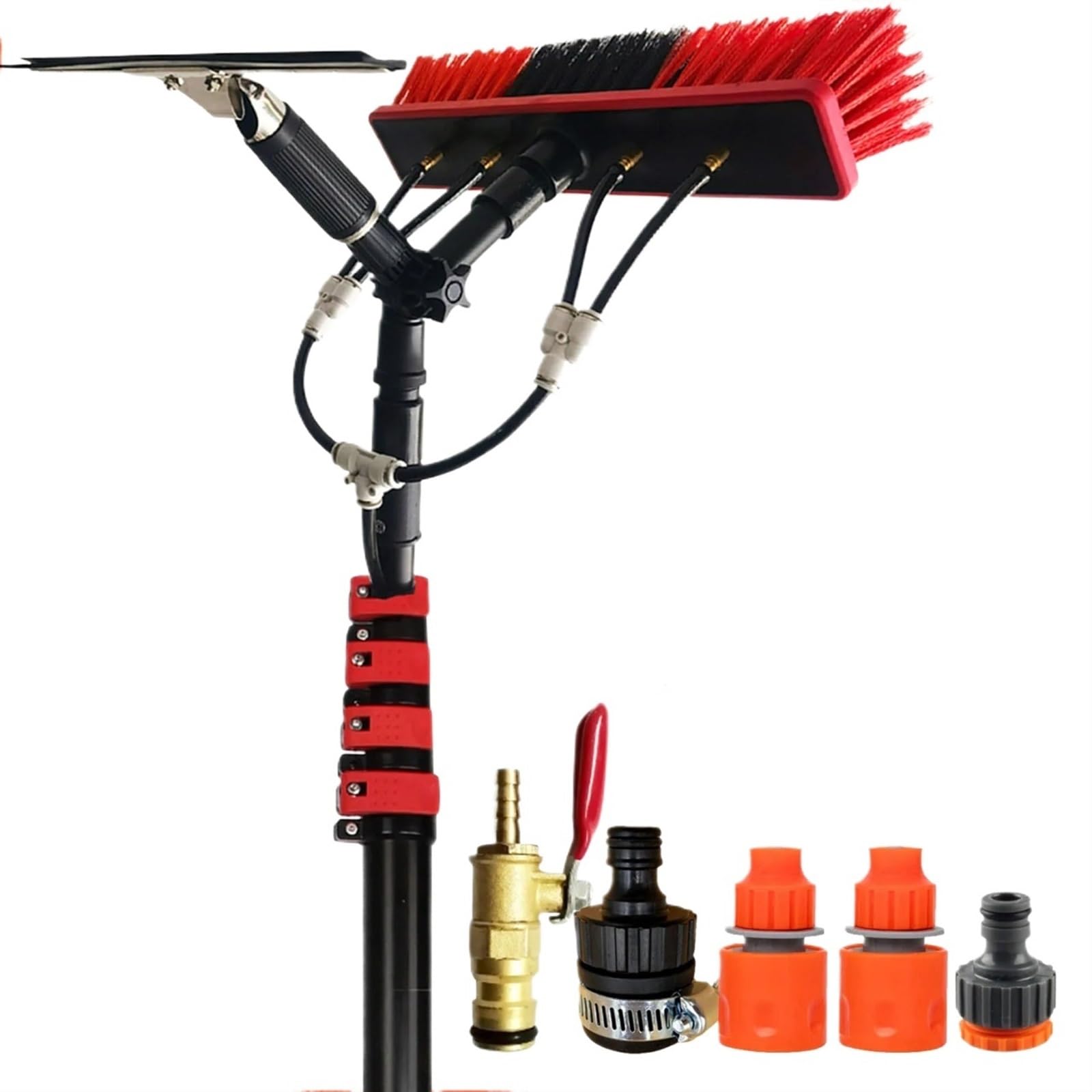 FGJsfhrDTU Water-Fed Telescopic Pole for Window Cleaning, Aluminum Swivel Brush(24ft 7.2m wiper)