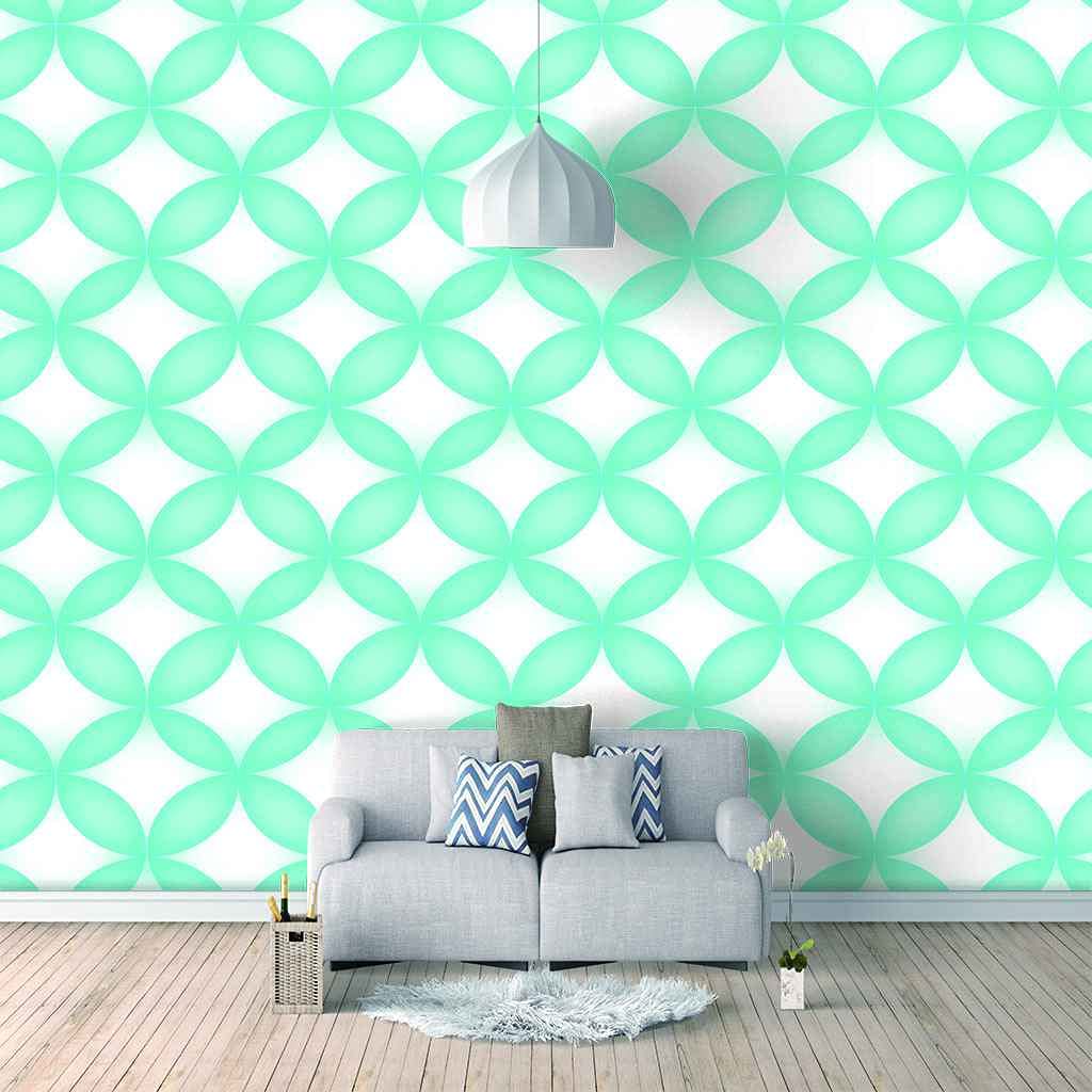 Papier Peint Toile 200x140 Art Géométrique Vert Décoration Murale Trompe L'oeil