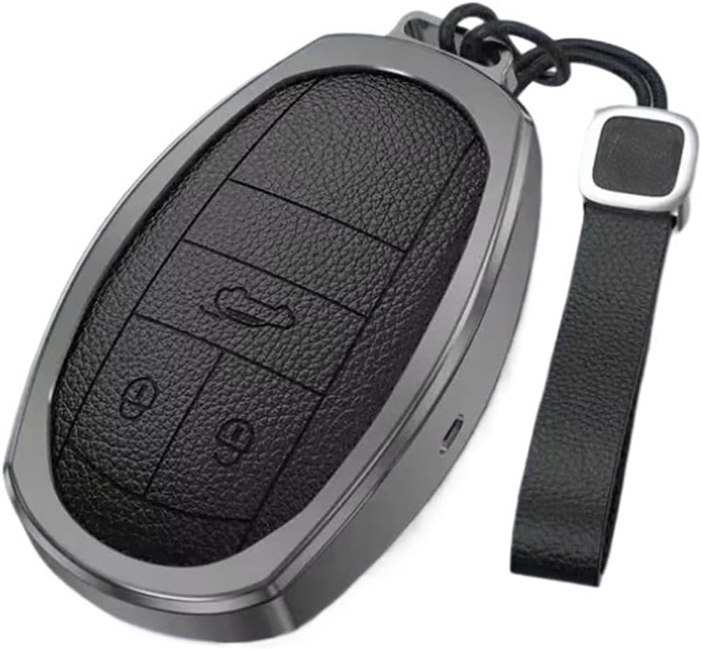 Car Key Cover Case Aluminum Alloy+Leather Compatible For Bentley And Old Style Keychain Shell Buckle Bag(Style 4)