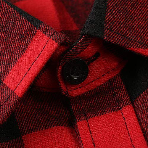Image of OCHENTA Men's & Boys' Long Sleeve Button Down Plaid Flannel Shirt