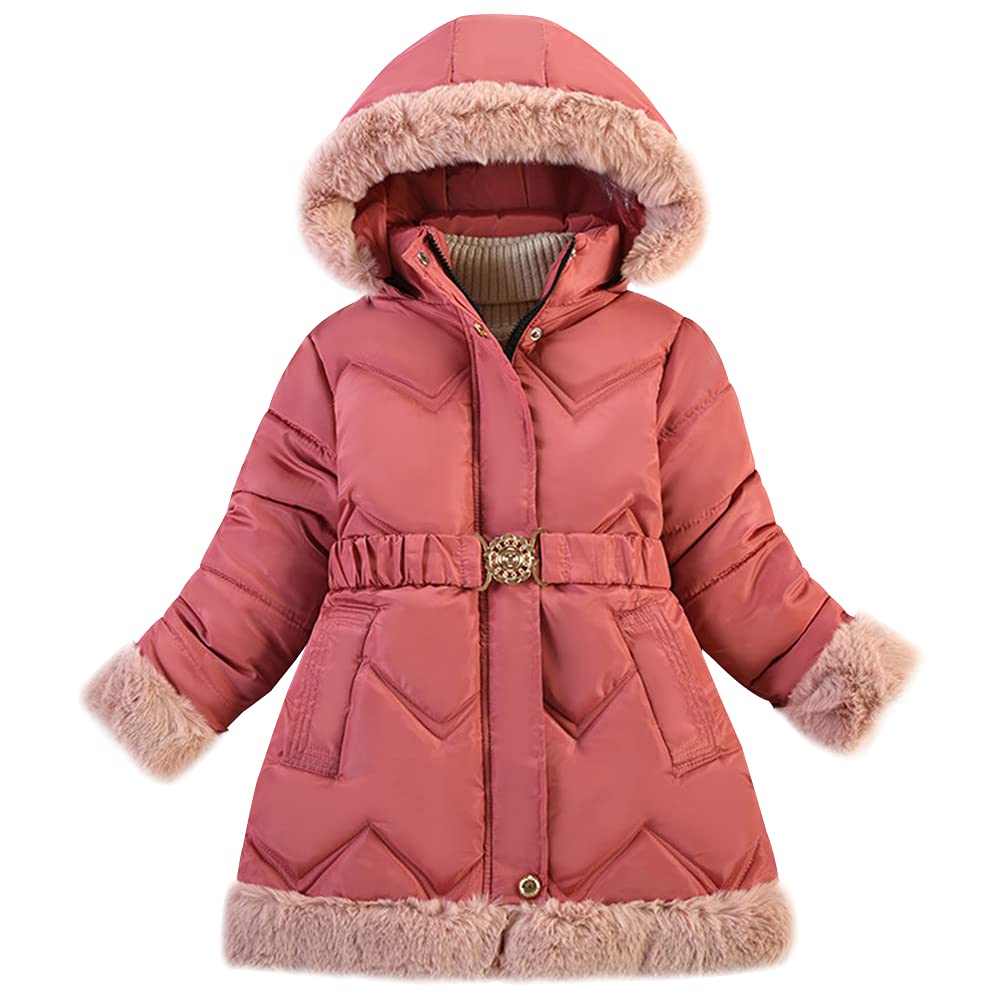 Cappotto invernale per bambini, caldo e caldo, giacca invernale per bambini, in cotone, per primavera, autunno e inverno, rosa scuro, 122 cm-128 cm