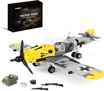 YYKNGYI BF-109 Fighter Jet Plane Jet Building Set - Compatible with LEG0 7 Year Old boy, Military Airplanes Model, WW2 Military Gift for Boys 8-12 493psc