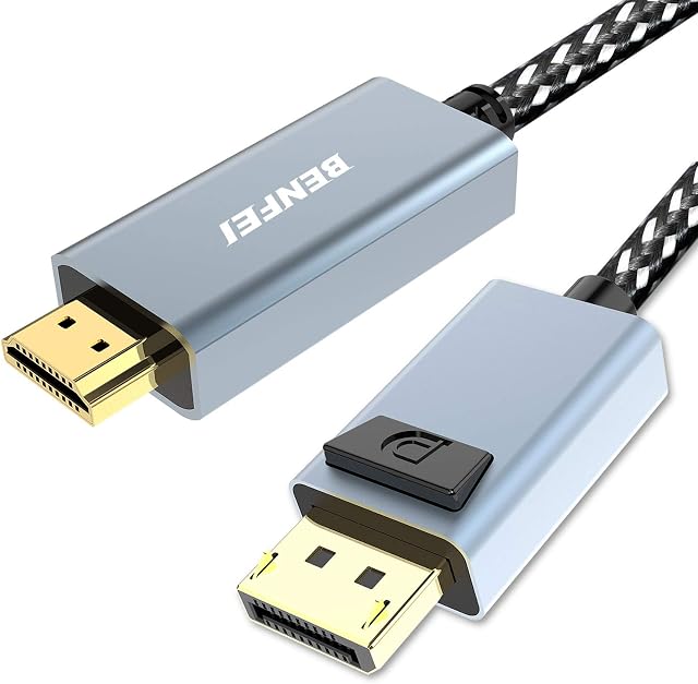 DisplayPort to HDMI, Benfei DP to HDMI 1.8 Meter Cable Compatible with HP, ThinkPad, AMD, NVIDIA, Desktop and More [Aluminum Alloy Shell&Nylon Cable]