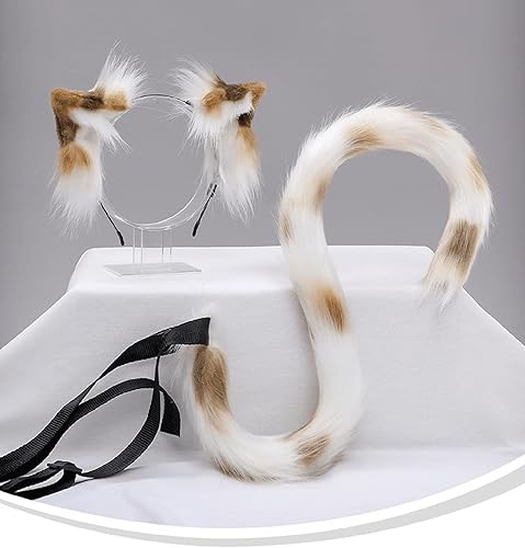 Miniatura 3 de Fxaelian Juego de 2 diademas largas de cola y orejas de gato para cosplay, accesorios de disfraz