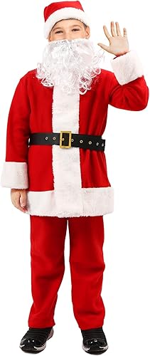 YAOGEG Disfraz de Papá Noel para niños, disfraz de Papá Noel para niños, disfraz de Papá Noel de terciopelo para Navidad, 5 unidades
