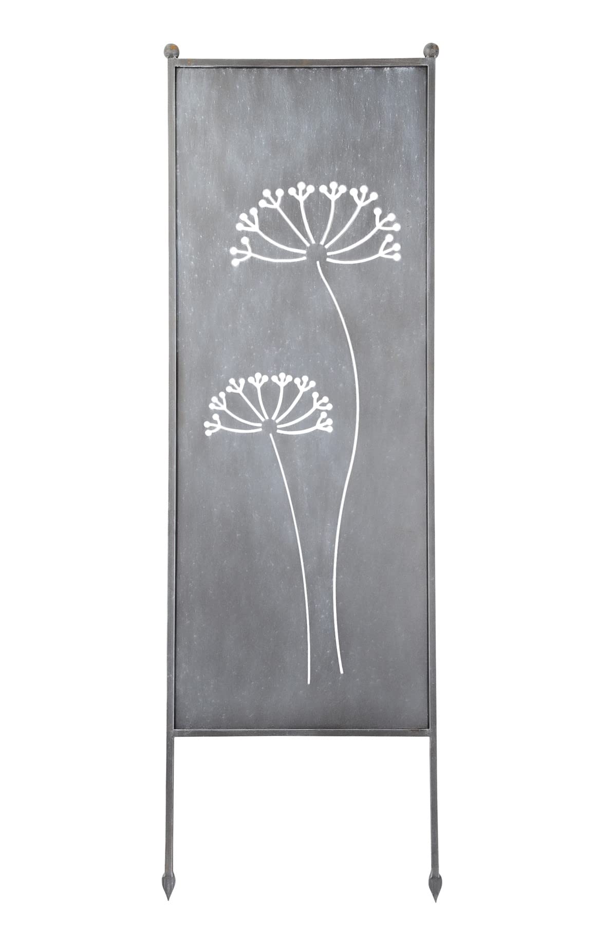 Stele Metall grau Sichtschutz XXL Dolde H202xB64cm Windschutz Dekowand Garten
