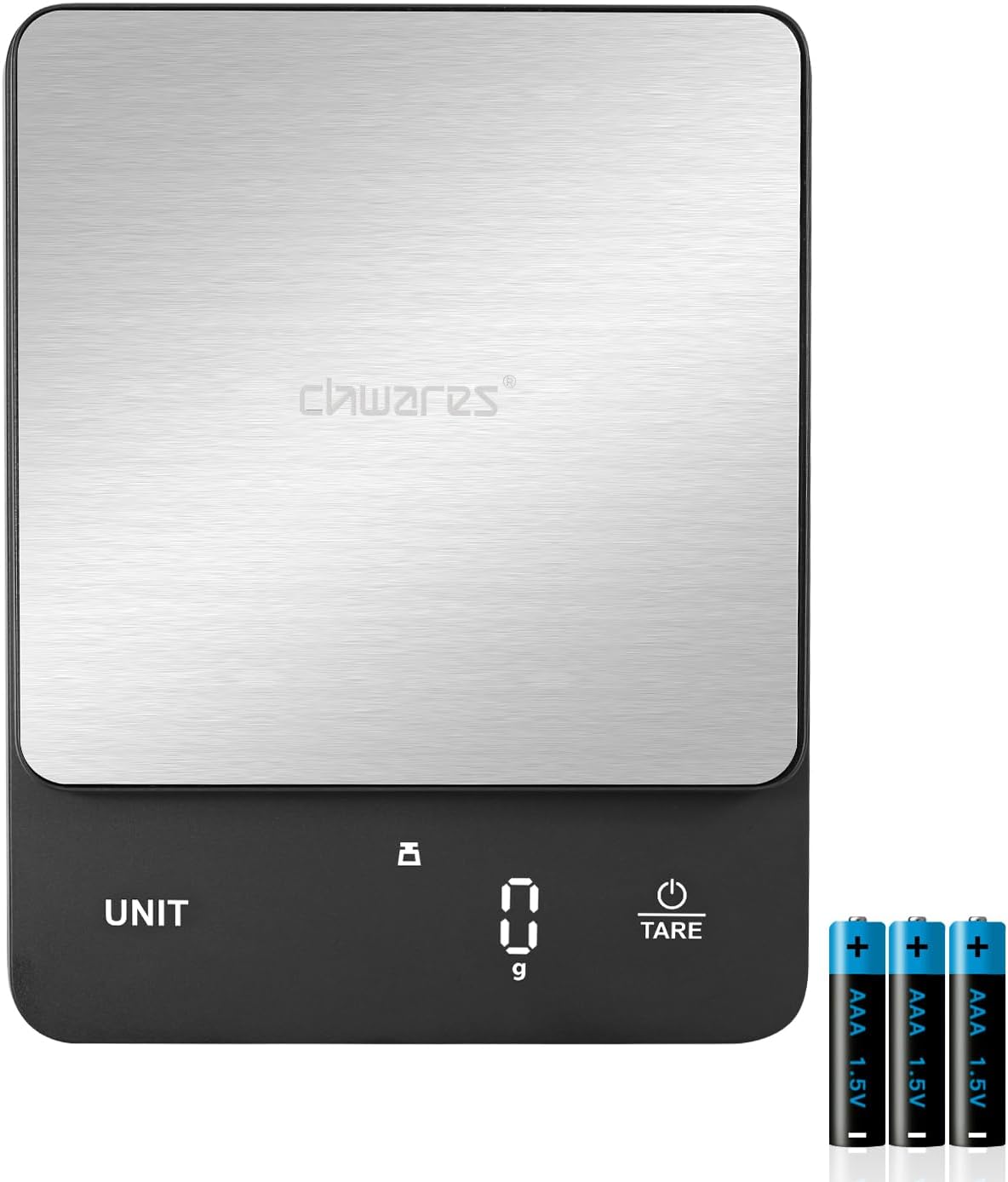 CHWARES 5Kg/11lb Digital Kitchen Food Scale, 1g/0.1oz Digital Small Scale Grams and Ounces for Weight Loss, Dieting, Baking, Cooking, Meal Prep, Coffee (Batteries Included)