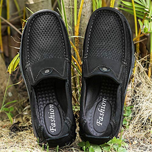 GOSPT Men's Leather Slip on Breathable Flats Outdoor Shoes for Hiking Camping Loafers4