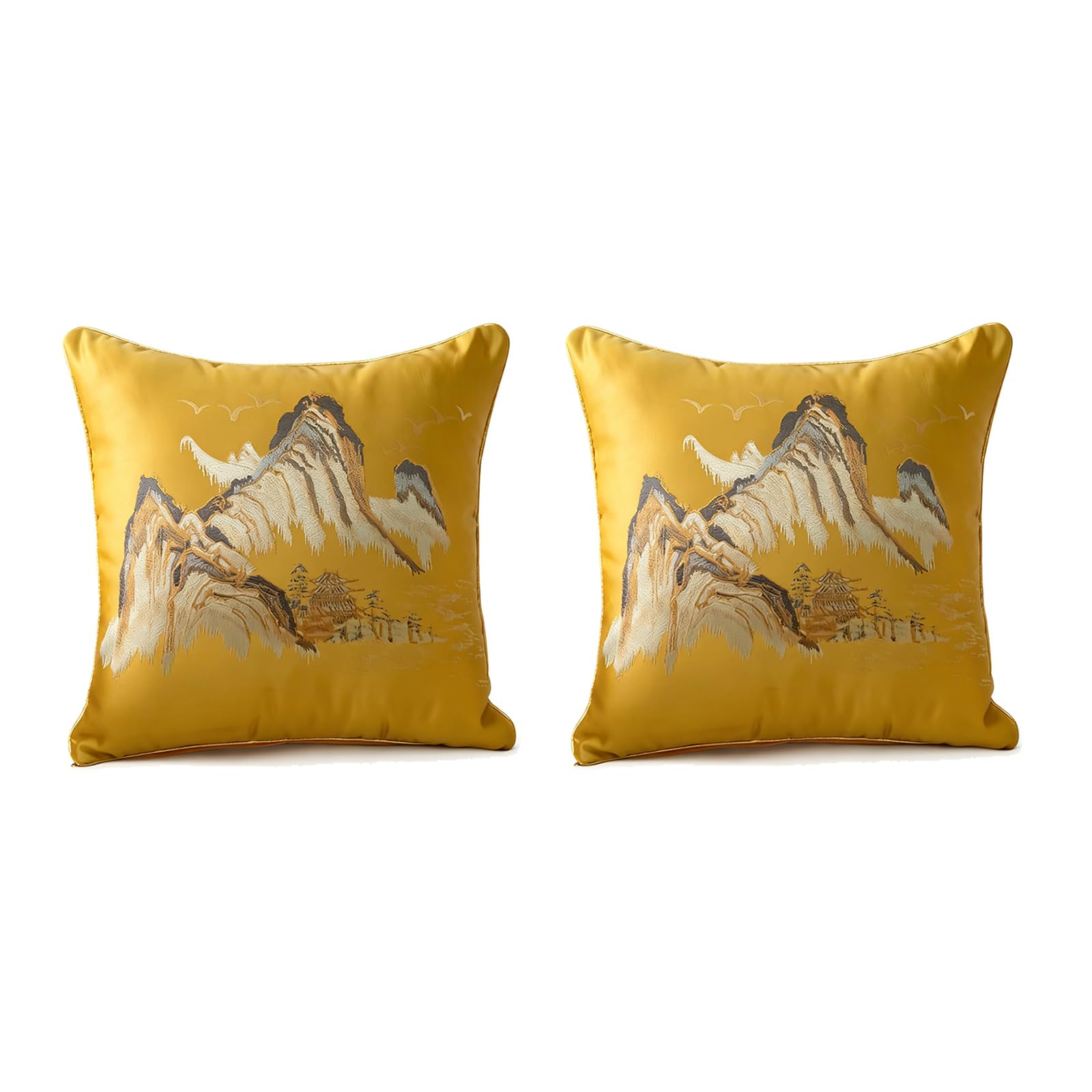 YIXANNX Cushion Covers Cotta Pillows Japanese Pillow Elegant Pack Of Two 18 Inches Breathable Fabric Almohadas Japonesas Square, Yellow, 其他