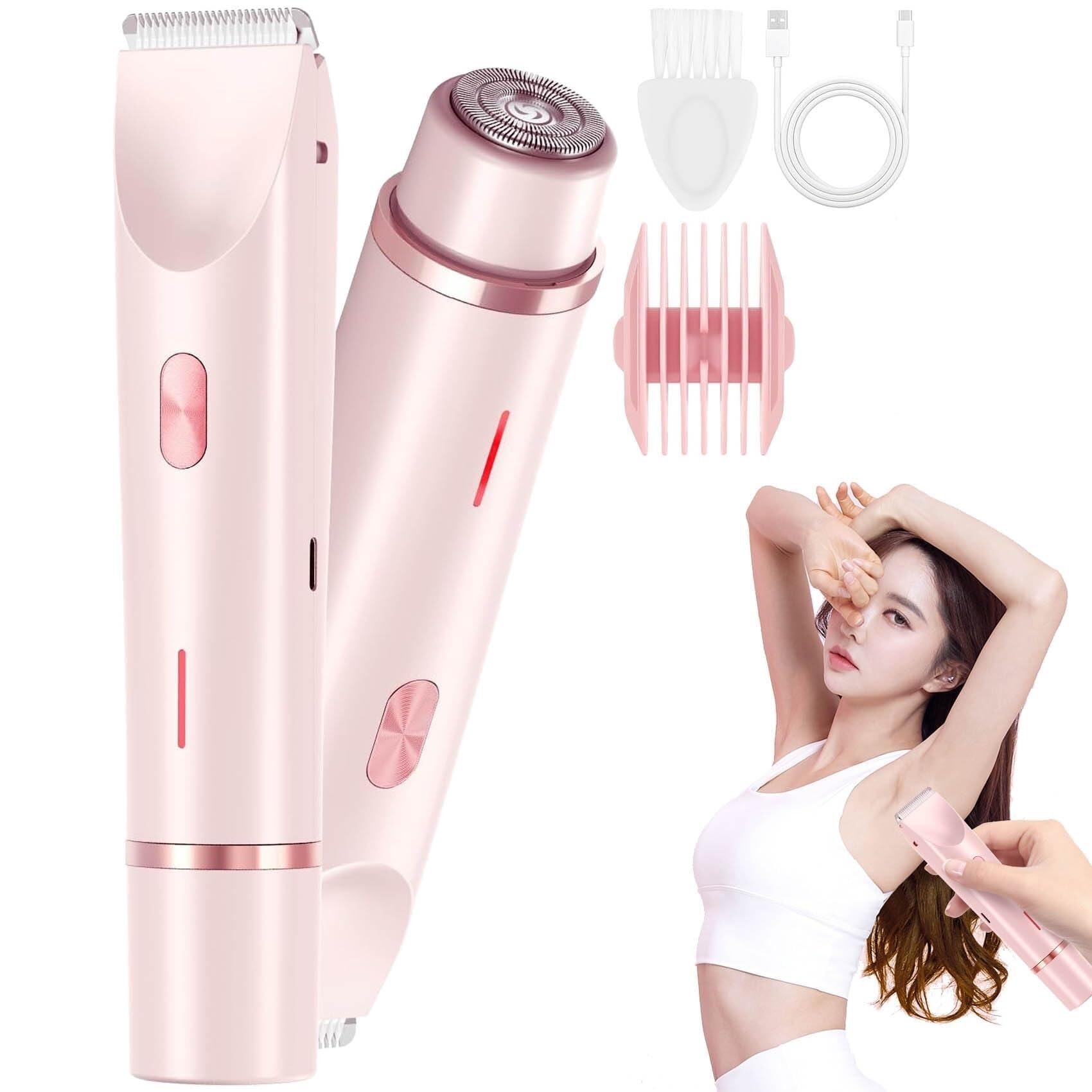 Amazon | シェーバー、デュアルヘッドビキニトリマー女性 2-in-1 電気