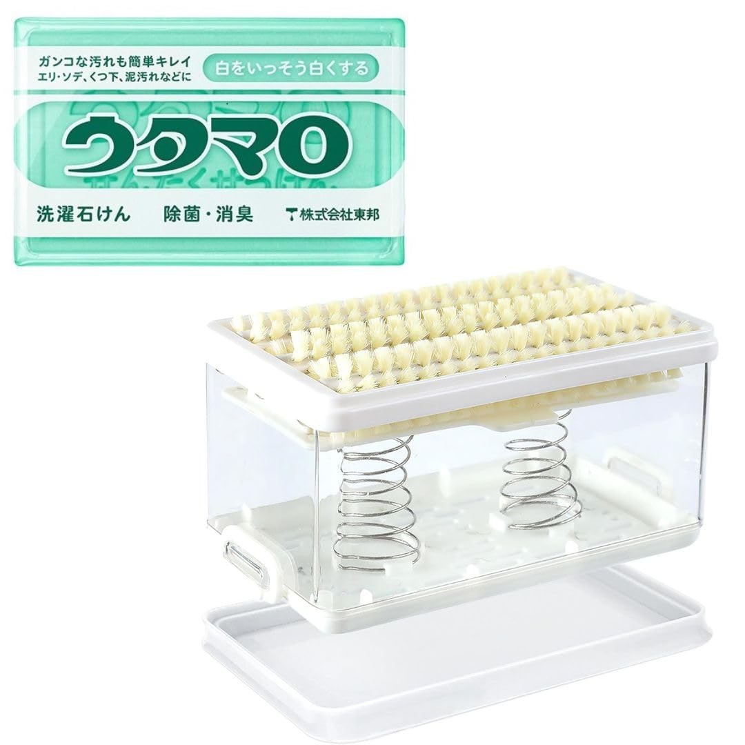 Amazon｜石鹸ケース ウタマロ石鹸セット ブラシ付き 転がすだけで汚れ