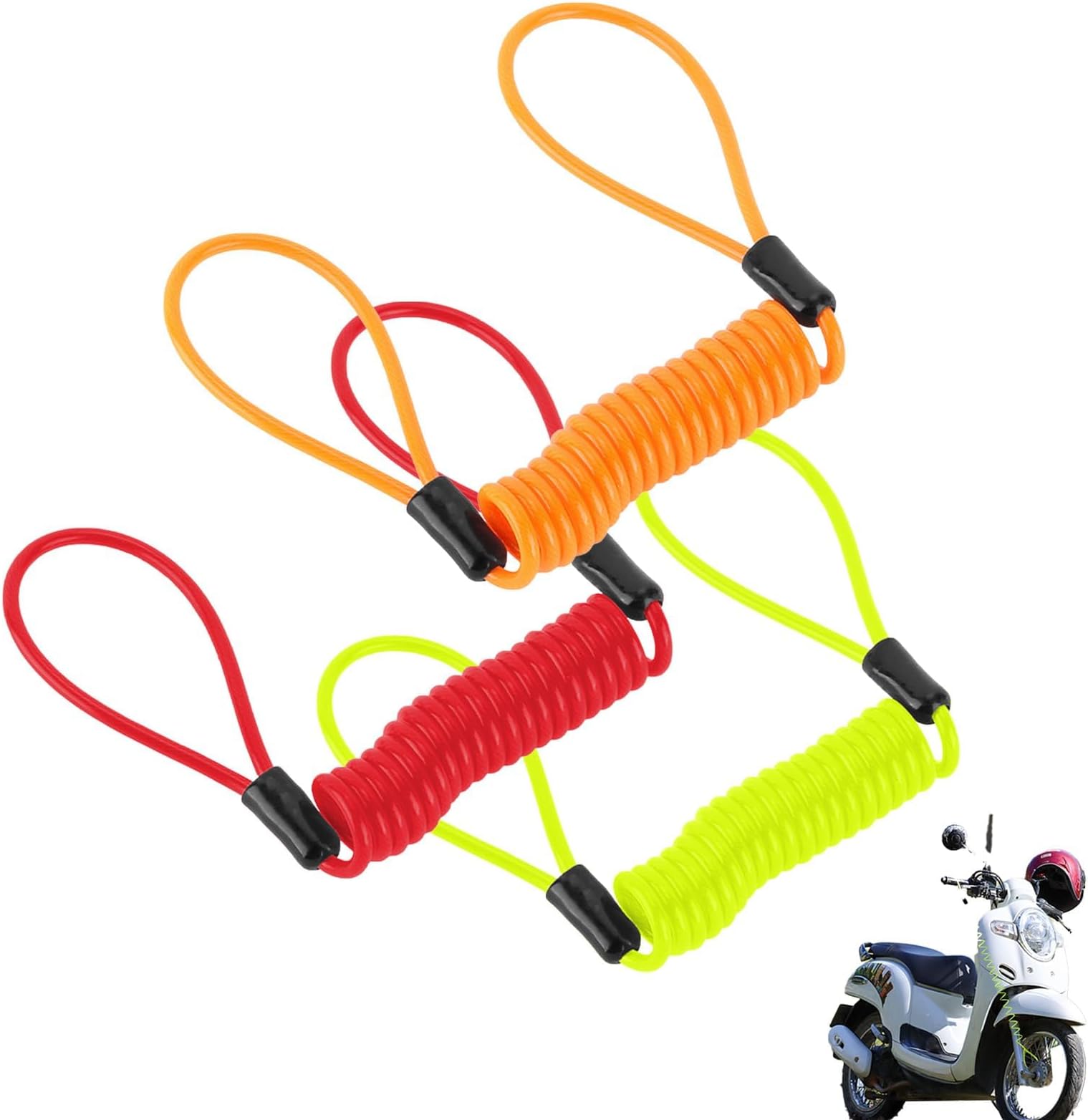 3 Pcs Disc Lock Reminder Cable, Reminder Spring Cable for Motorcycle Disc Lock, Motorbike Accessories, Motorcycle Accessories for Alarm Disc Brake Lock Warning Cable Anti Heft Spring Reminder Coil