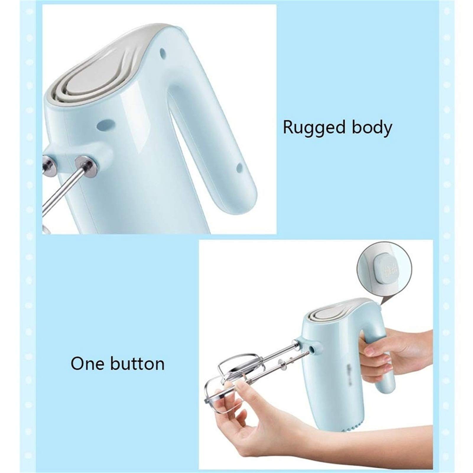 Sbattitore Elettrico Frusta Elettrico 5 velocità Turbo Mixer Portatile 125W Potenti miscelatori manuali da Cucina con Pulsante di espulsione Facile
