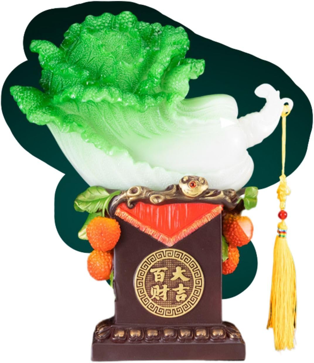 招财玉白菜摆件 Feng Shui Figurine Home Office Decor Chinese Gifts 大号百财乔迁开业送礼公司店铺工艺礼品 8170
