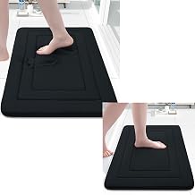Arotive Memory Foam Bathroom Rug Mat 2 Pieces, Bath Rug Size 24x16 and 30x20 in Black, 2 Item Bundle