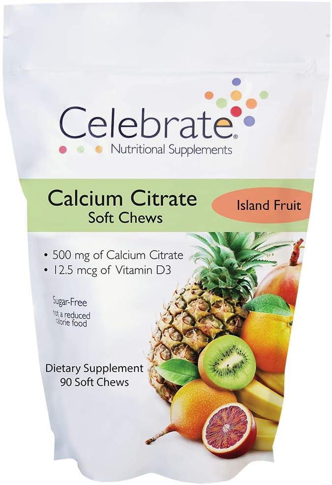 Celebrate Vitamins Calcium Citrate Soft Chews - 500 mg - Island Fruit - 90 Count