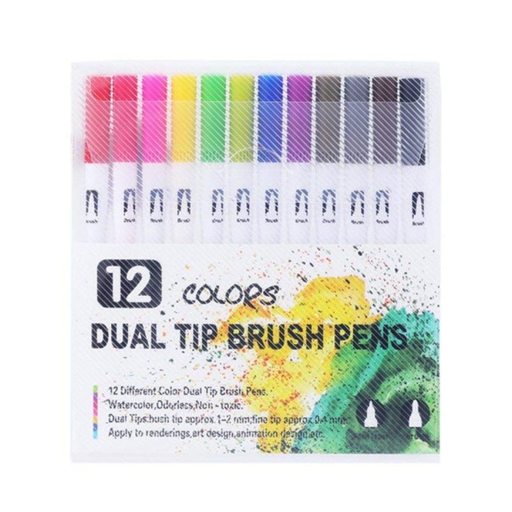 Aquarellstift 12/24/36/48/72/100 Farben Fineliner Zeichnung Manga Malerei Aquarell Art Marker Pens Dual Tip Brush Pen Schulbedarf 36 Farben (12 Farben) (12 Farben)