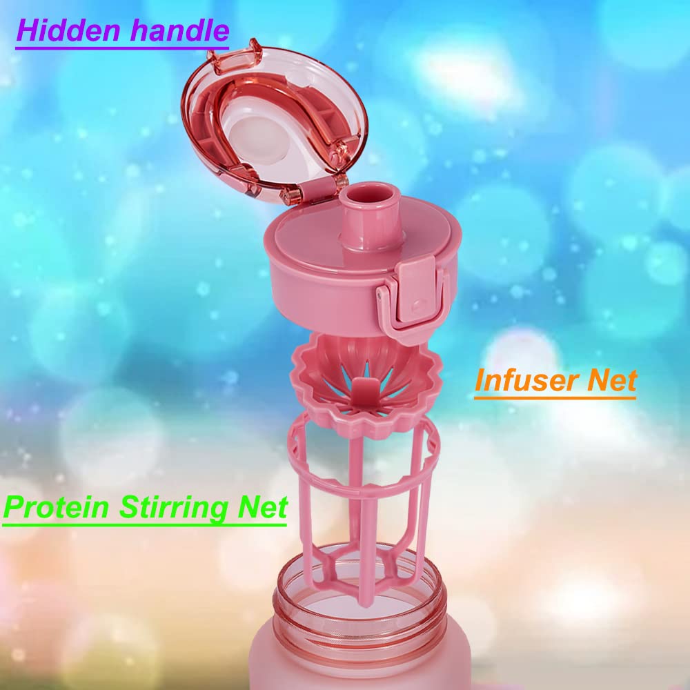 Goothdurs Motivierende Wasserflasche 680 Ml – Mit Zeitmarkierung & Trinkerinnerung, BPA-frei, Auslaufsicher