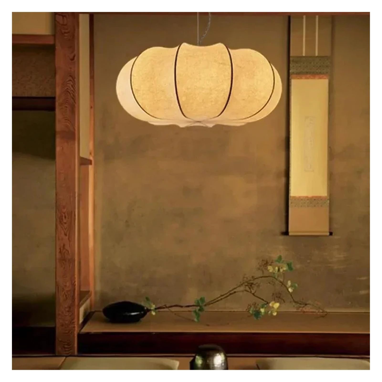 Kreatywna retro lampa do sypialni, żyrandol w stylu japońskim, żyrandol francuski design, artystyczne lampy wiszące w kształcie litery V, dekoracja pokoju (średnica 80 cm, bi