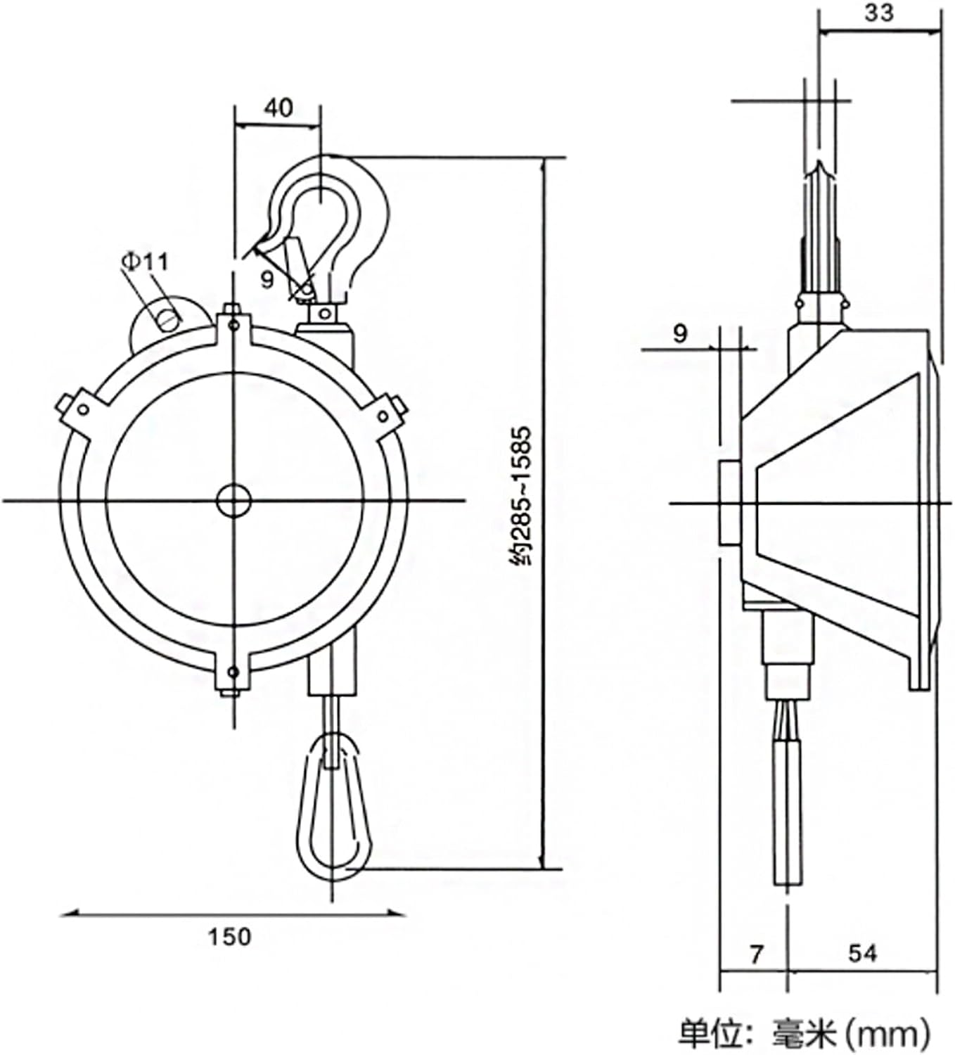 Heavy Duty Retractable Spring Tool Balancer,Hanging Retractable Tool Spring Balancer, Balancer Retractor with 1.5 m Wire Rope Hanging Holding Equipment(EW-5)