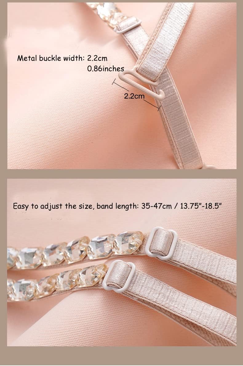 Women's Replacement Bra Straps Rhinestone Invisible Elastic Adjustable Removable Shoulder Straps Tops Dress Decoration Multi Color 7Pairs /Pack
