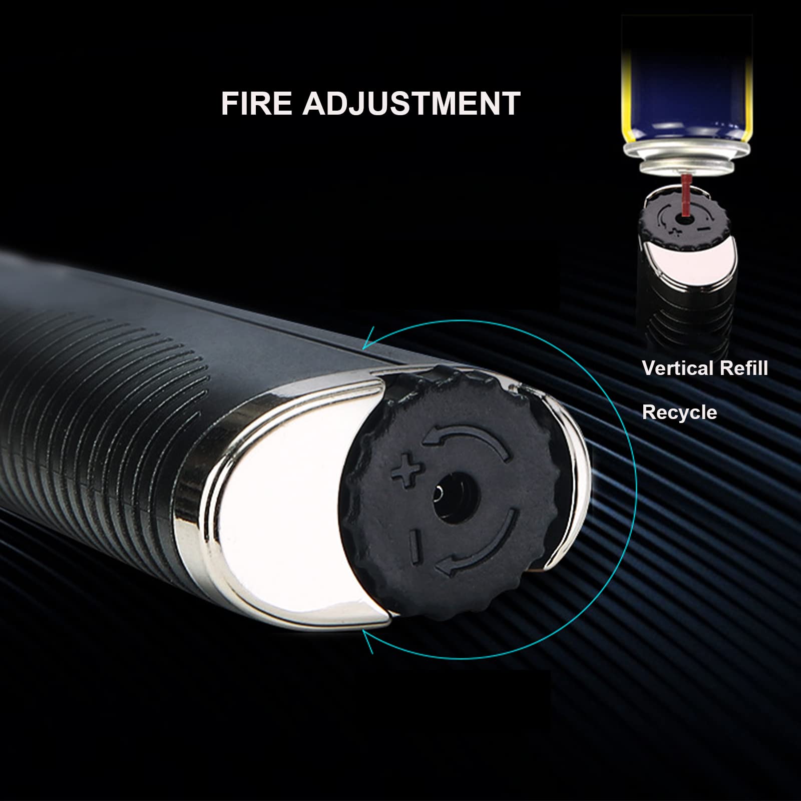 Encendedor de Metal Turbo Jet a Prueba de Viento, Encendedor de Cigarros de Gas Butano Recargable, Accesorios Ajustables para Fumar con Llama Azul, Regalo para Hombres,Gold