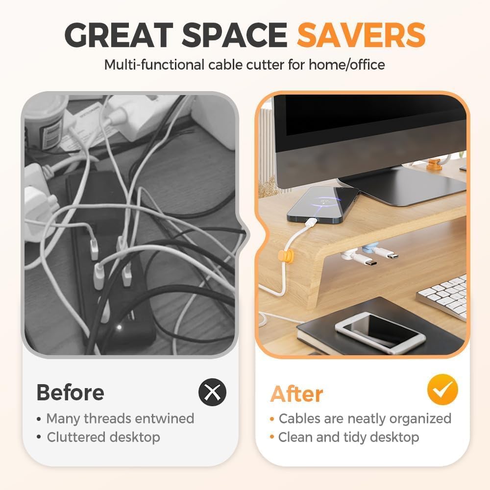 6 Pack Charging Cable Magnetic Cable Organizer Storage Holder,Management Clips with Adhesive Phone USB Charging Cable Straps Holder,2025 New Cord Organizer Magnetic Cable. (Orange)
