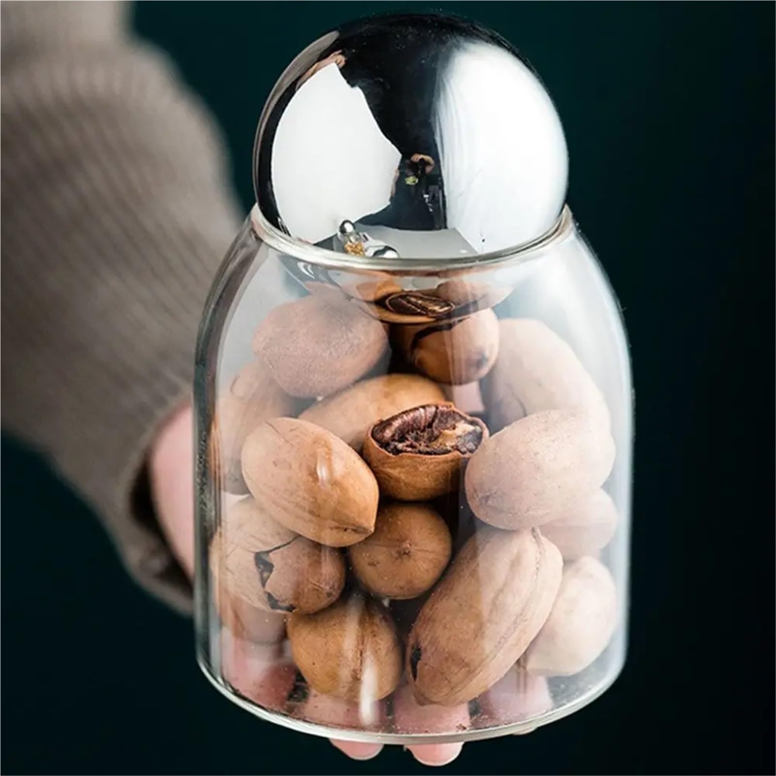 Tarro de almacenamiento para cocina, Tarro de almacenamiento vidrio for frutas secas, nueces, té, café, azúcar, plata, varios tamaños, 2 uds(Silver-m)