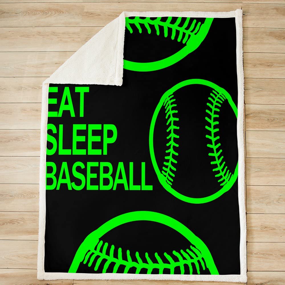 Coperta in pile da baseball per gioco sportivo verde neon coperta di peluche decorativa da baseball Gaming Sherpa coperta regalo per gli amanti del baseball calda coperta sfocata regina 200 x 220 cm