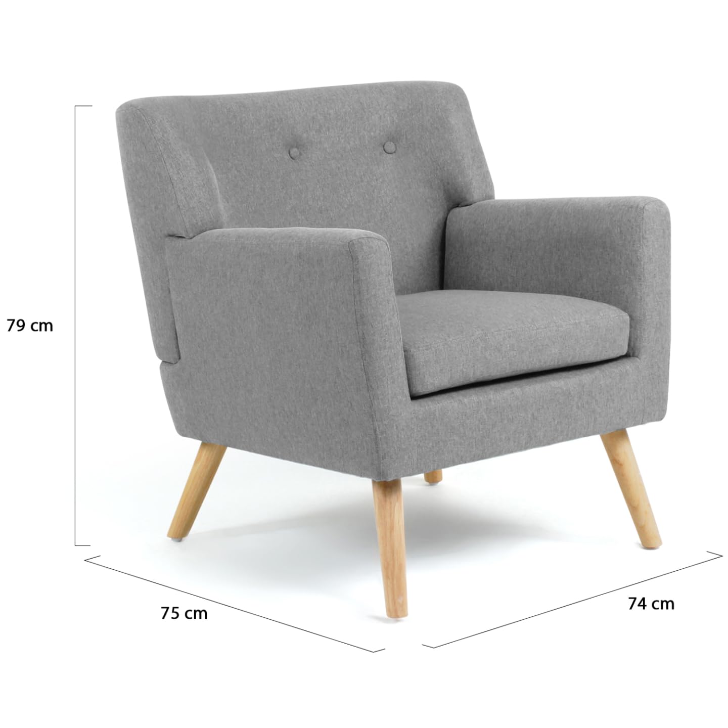 Menzzo Poltrona Scandinava Danube In Tessuto Grigio Scuro - Design Moderno Da Montare - 2