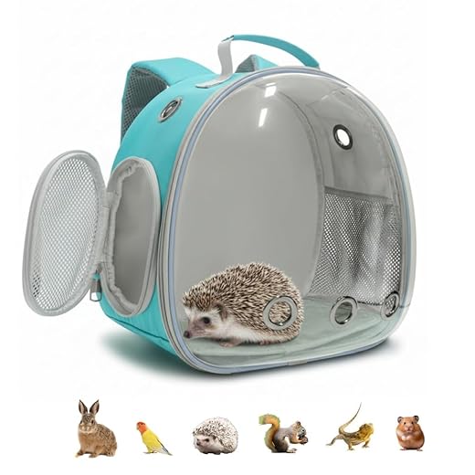 Small Animal Carrier Guinea Pig Backpack,Transparent, Breathable Backpack Carrier for Hedgehogs, Rabbits, Birds, Squirrels, Hamsters, Lizards Comfortable, Portable Travel Bag for Small Pets (Green)
