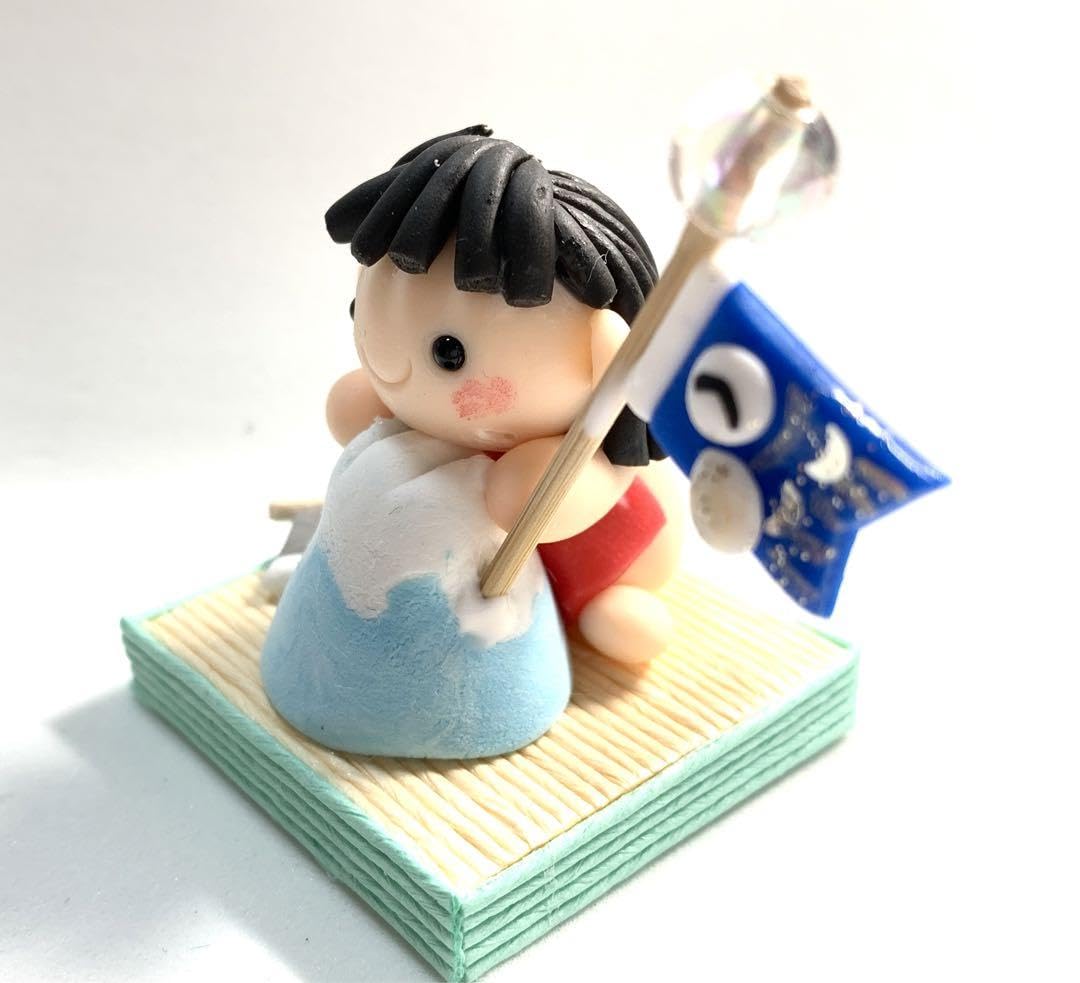 Amazon.co.jp: げ！！金太郎と鯉のぼり 樹脂粘土 置物 5月の節句 子供