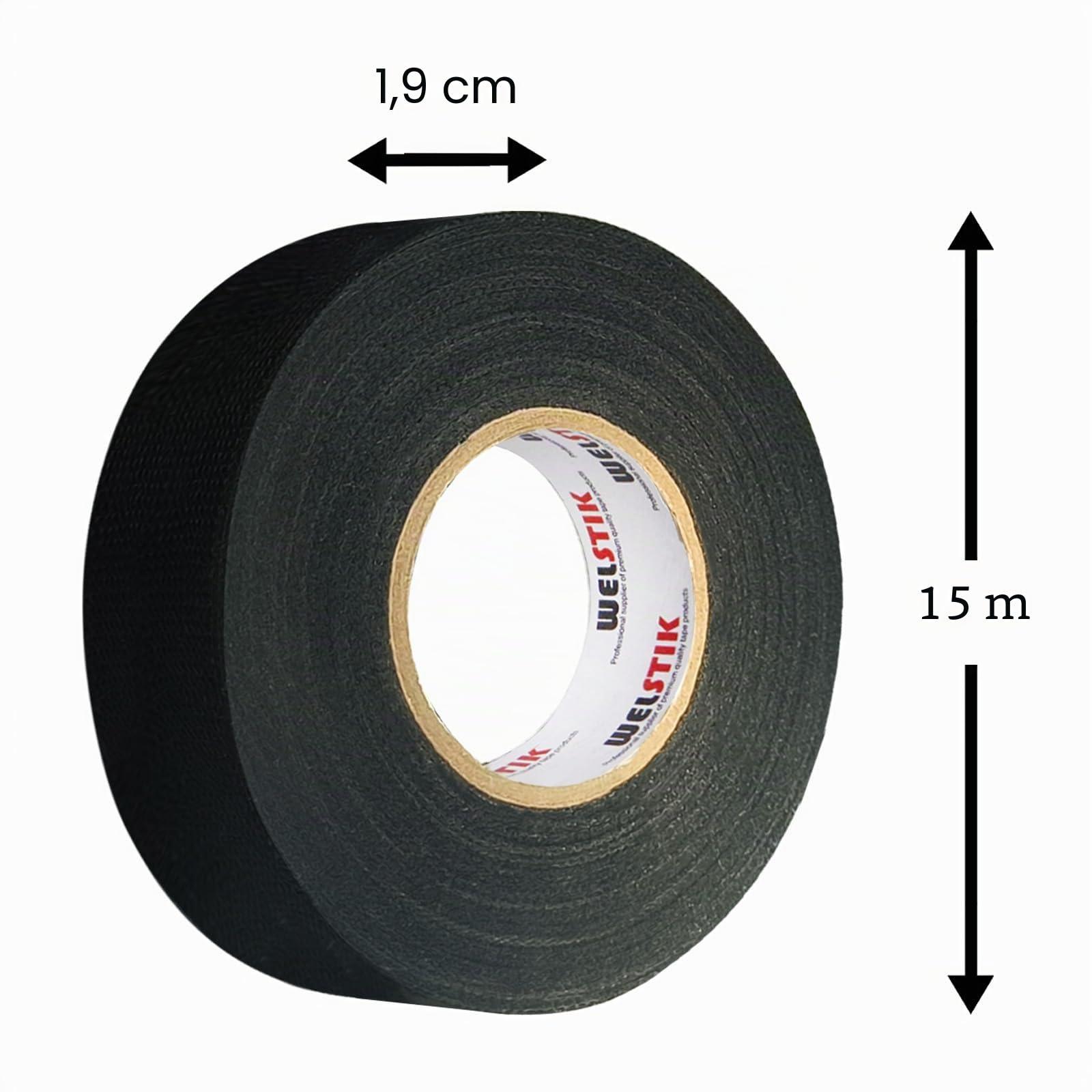 WELSTIK Lot de 10 rubans adhésifs en tissu de qualité supérieure pour câblage électrique automobile, excellente suppression du bruit et câbles - 19 mm x 15 m