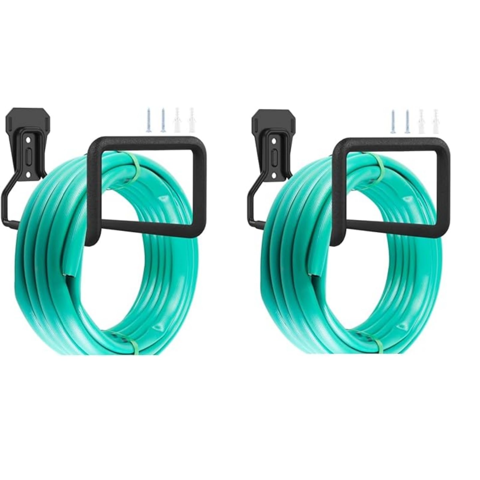 Eummy 2Pcs Hosepipe Holder For Wall Metal Garden Hose Pipe Hanger Wall Mounted Heavy Duty Cable Tidy Storage Bracket Shed Hose Reel Holder With Fittings For Water Hose Extension Cords 19X12cm (2Pcs)