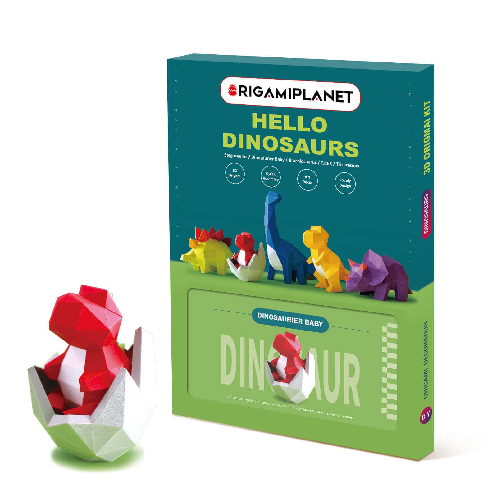 ORIGAMIPLANET Cute Dinosaurier-Baby DIY 3D Paper Craft Model Origami Kit for Teens Adults