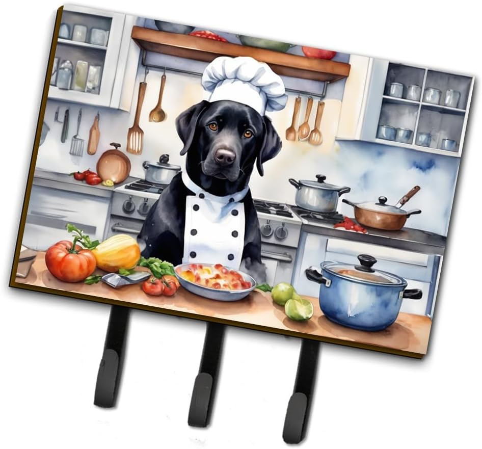 Caroline's Treasures Saint Bernard The Chef Leash or Key Holder Wall Hooks, Key Hooks Holder, Coat Rack Wall Mount, Coat Hooks, Hooks for Hanging Keys, Towels, Aprons, Leashes
