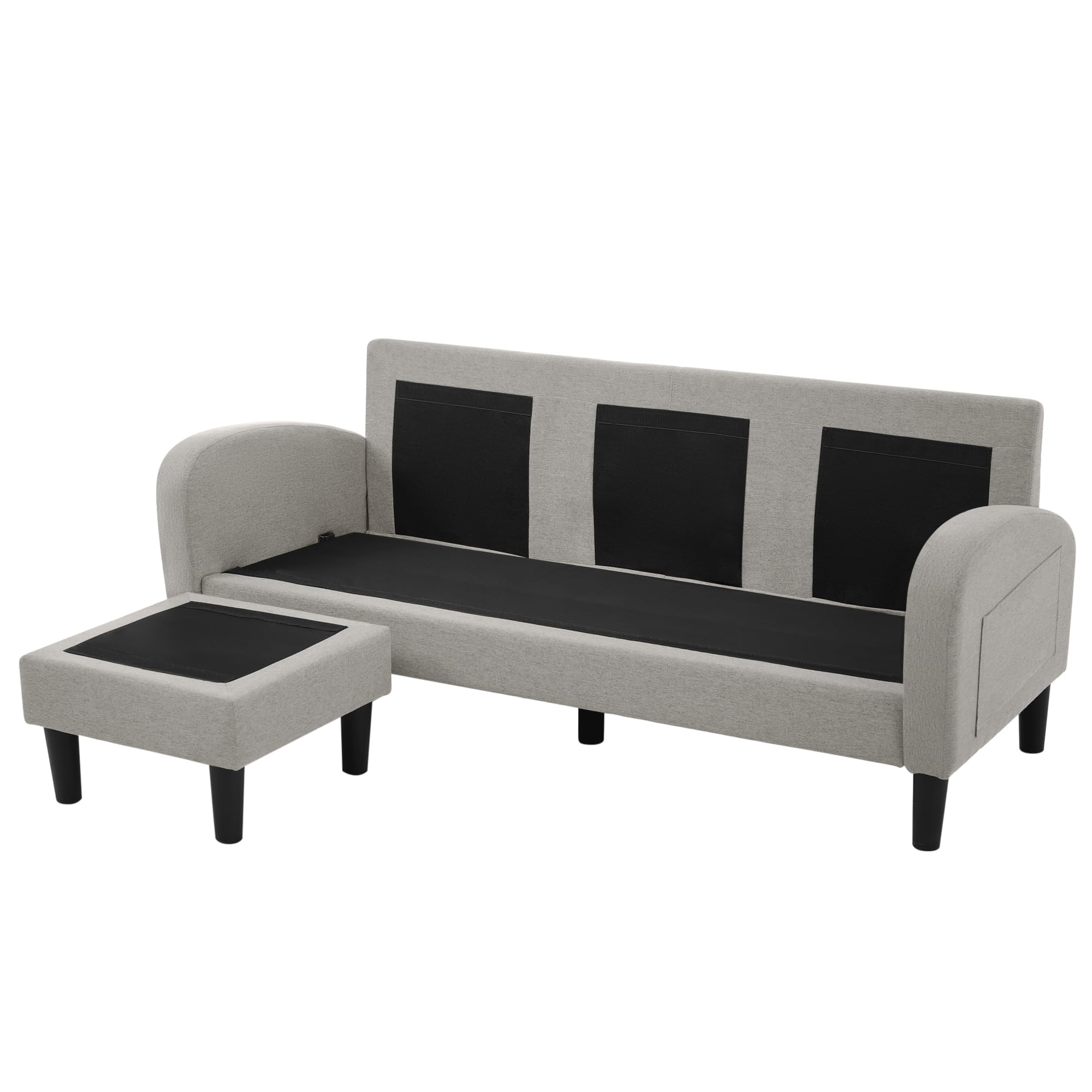 TIZZ Divano angolare a forma di L con chaise longue - Divano a 3 posti, 166 x 118 x 77 cm, tessuto in lino di cotone traspirante, gambe in plastica, design modulare, ideale per soggiorno, appartamenti