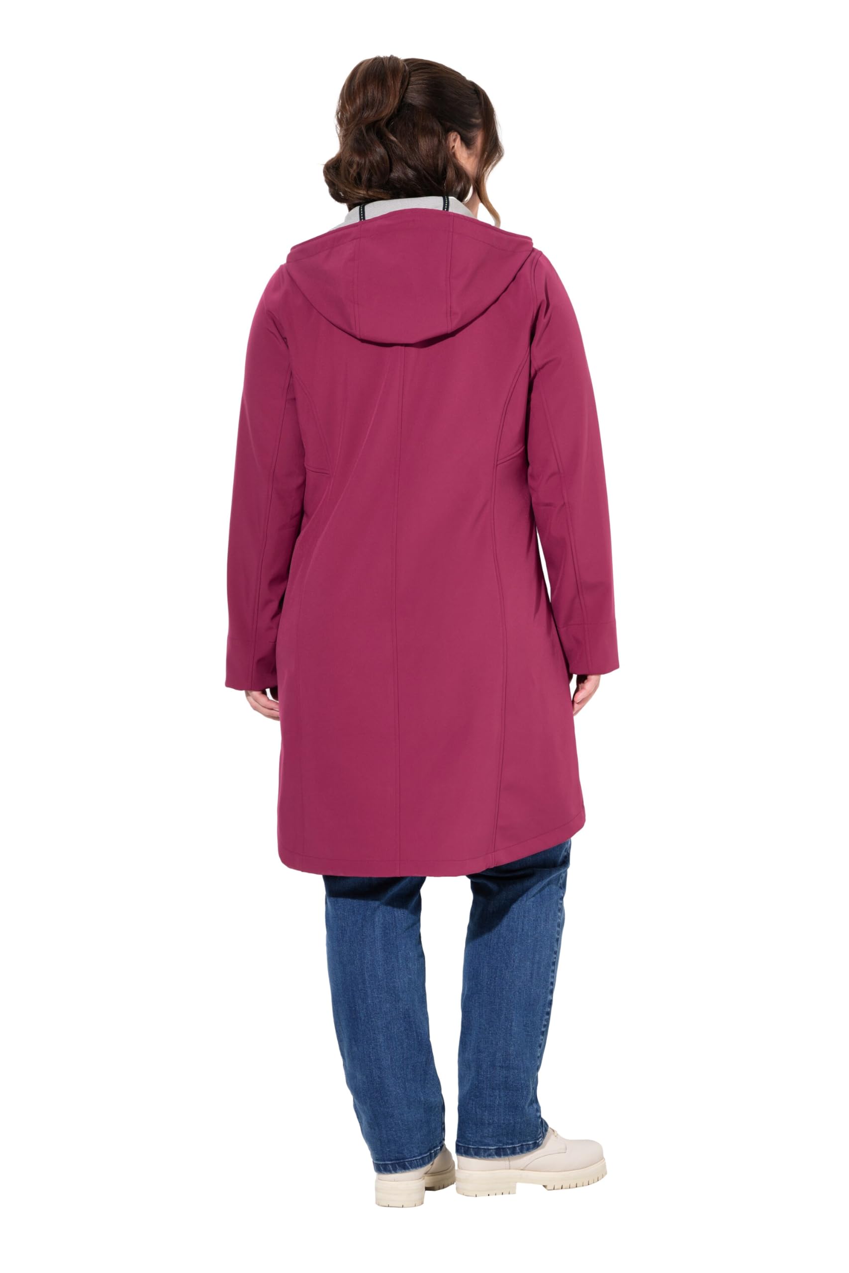 Ulla Popken Kurtka długa Kobiety Hyprar Softshell-longjacke, Wasserabweisend, Kapuze