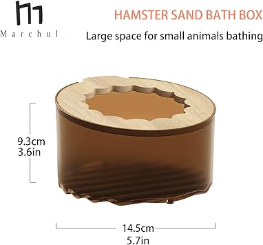Marchul Hamster Sand Bath Container, Hamsters Sand Bath Box with Cleaning Scoop, Brown Hamsters Bathtub Bathroom Toilet, Hamster Litter Box for Dwarf Hamster, Syrian Hamsters, Gerbil, Easy to Clean