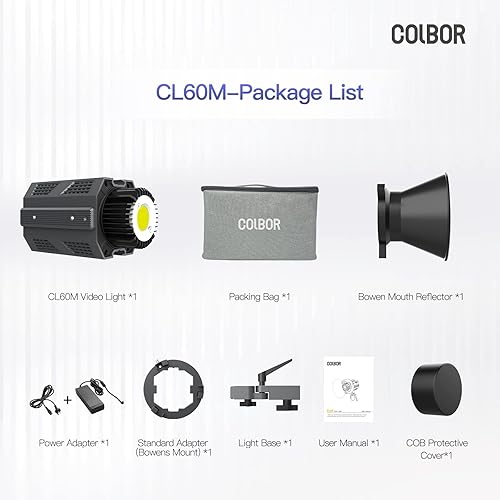 Miniatura 8 de COLBOR Luz de video COB CL60M, Colbor CL60 M 65W Luz diurna 5600K, CRI97+,7 efectos de luz con control de aplicación