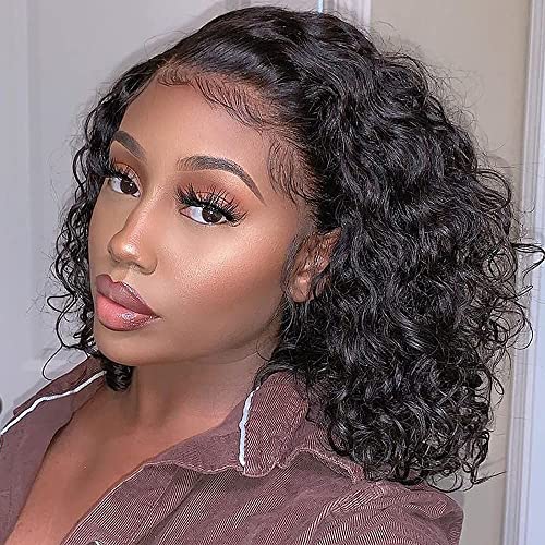 Lace Front Wigs Human Hair for Black Women Human Hair Water Curly Lace Front Wigs Human Hair Pre Plucked with Baby Hair Natural Color 150% Density (12 Inch, 13x4 Water Wave Wig)
