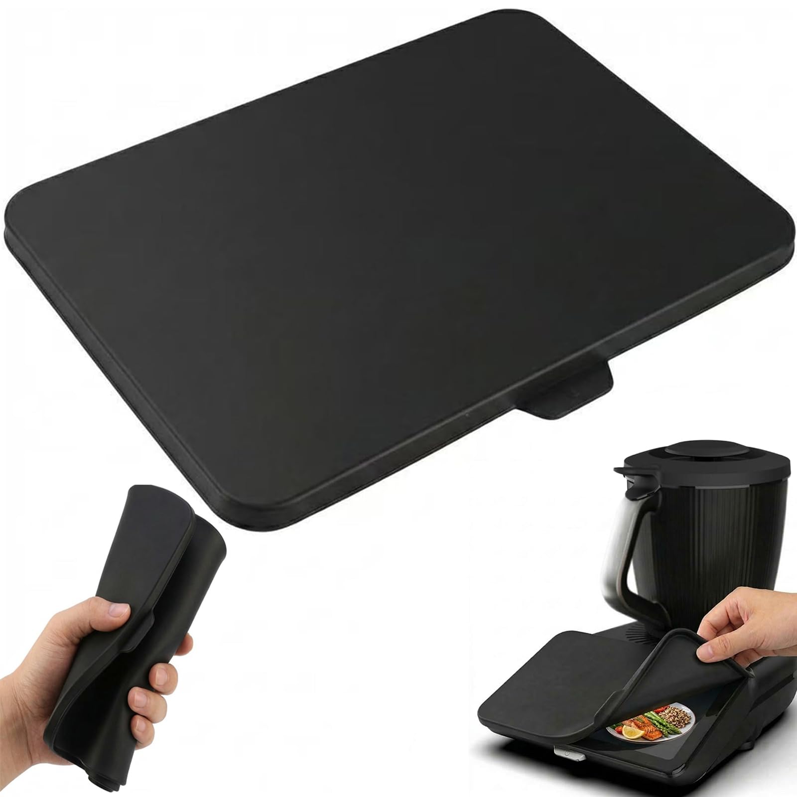 Displayschutz für Thermomix TM7, Silikon-abdeckung & Touchscreenschutz, TM7 zubehör, Lebensmittelechte Displayschutz für den Bildschirm, kratzfest, wasserdicht, leicht zu reinigen, Schwarz